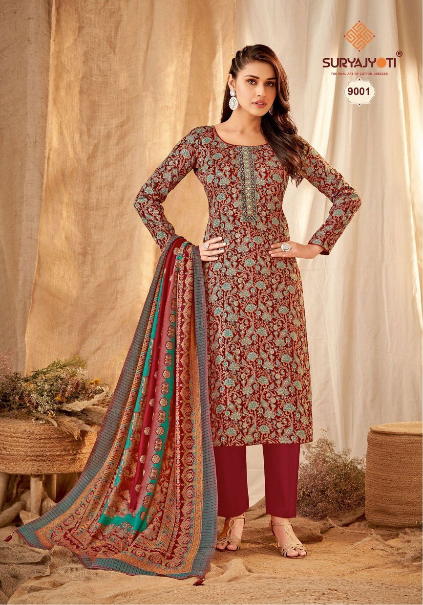 Kalki Vol 9 By Suryajyoti Printed Jam Satin Dress Material Wholesale Market In Surat